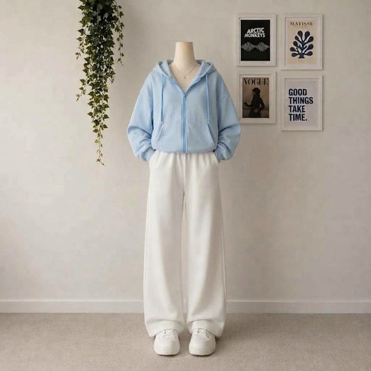 Sky Blue Zipper With White Flapper