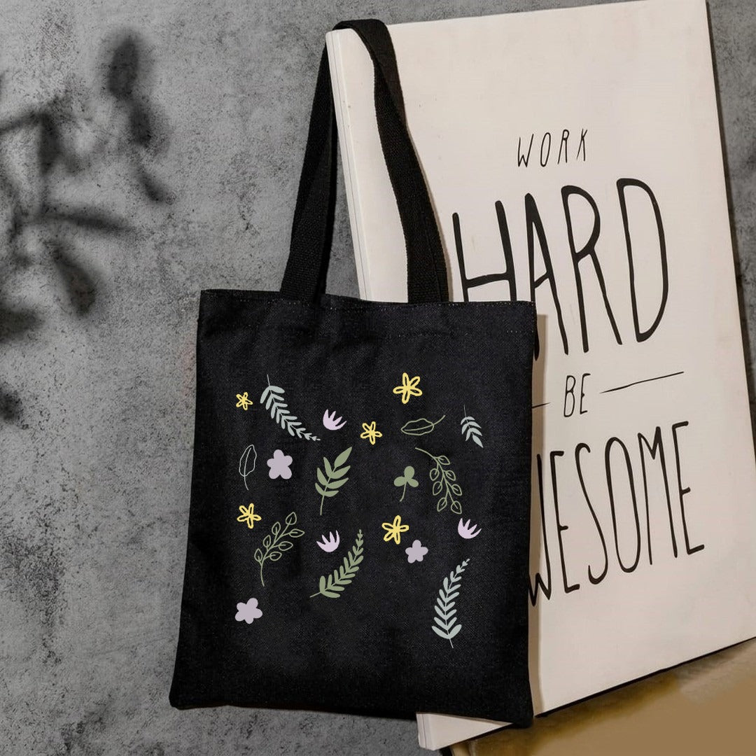 leaf pattern tote bag print
