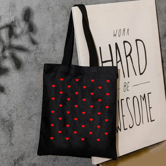 Mini hearts canvas tote bag