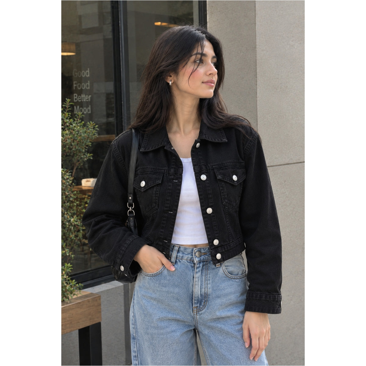 Black Crop Denim Jacket