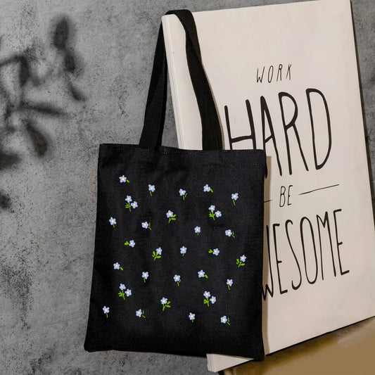 Mini flowers canvas tote bag
