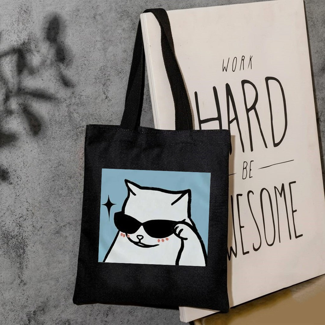 Aesthetic cat canvas tote bag