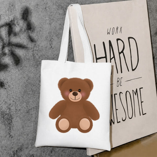 cute teddy canvas tote bag