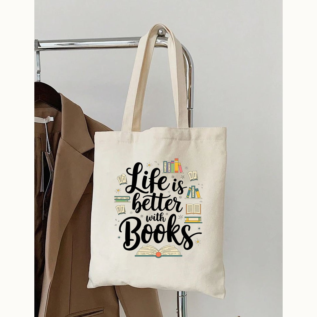 Life is Better With Books Printed Tote Bag