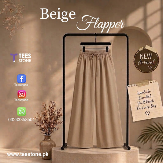Beige Wide Leg Flapper