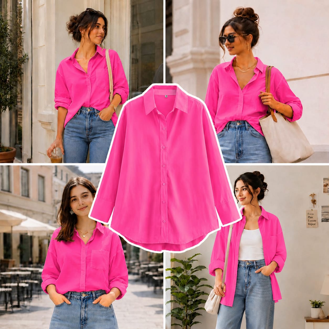 Shocking Pink Button Down Shirt