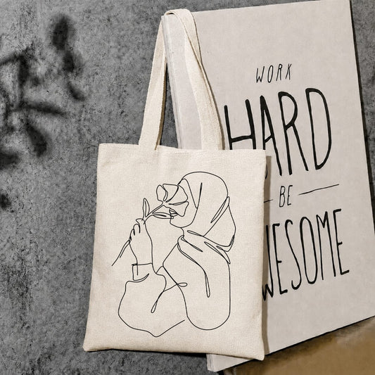 Hijab girl canvas tote bag