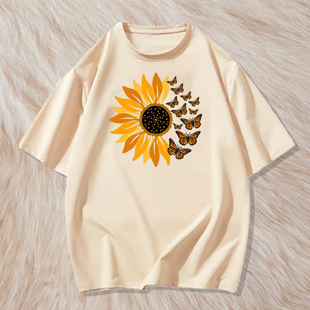 Sunflower and butterflies t shirt