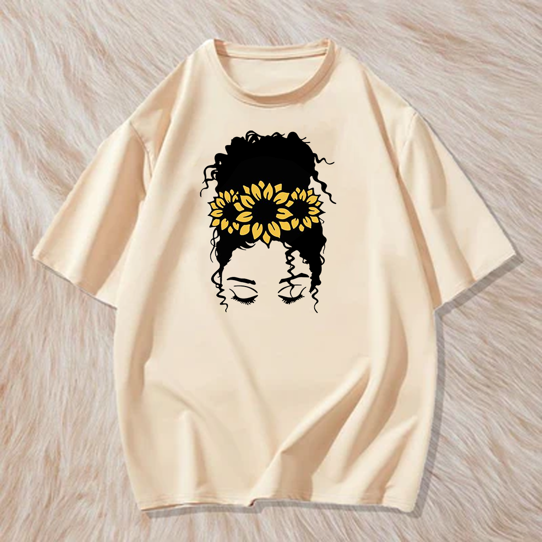 Sunflower hair girl t shirt