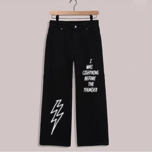 Black i was lightning wide leg jeans
