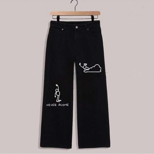 Black never alone wide leg jeans