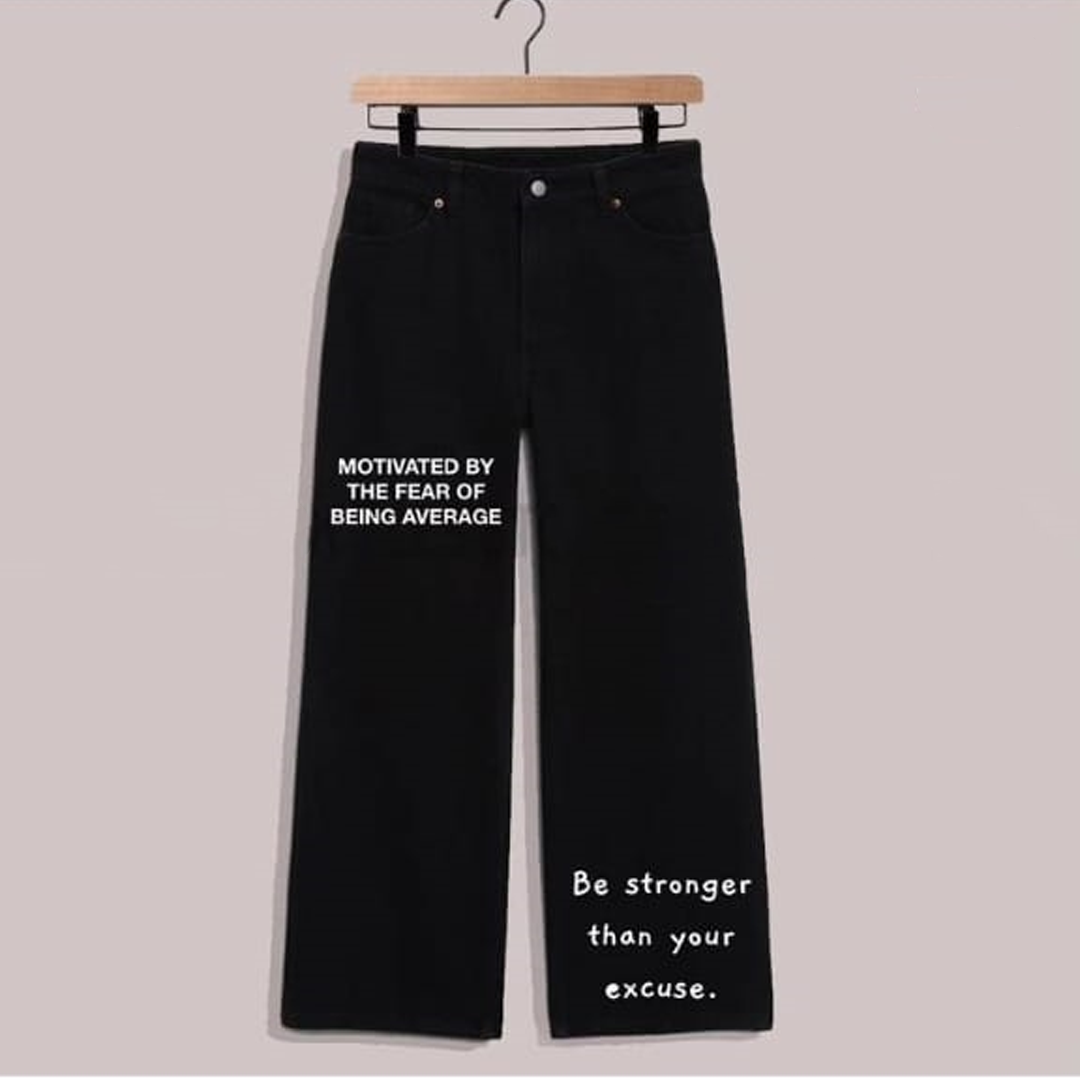 Black be stronger wide leg jeans