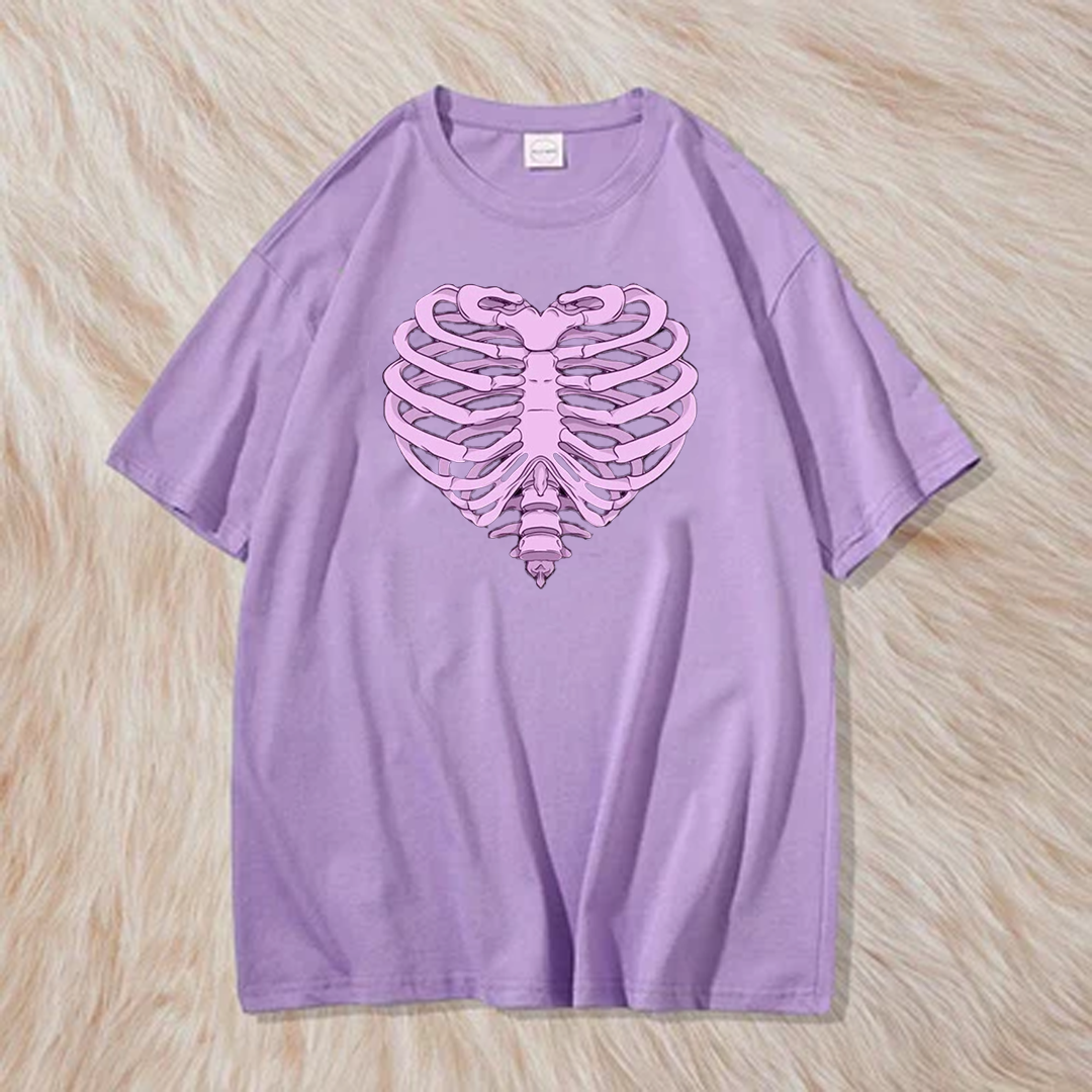 Skeleton heart t shirt
