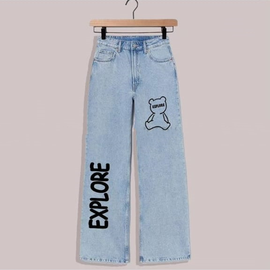 Ice blue explore wide leg jeans